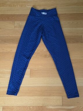Bright Blue Textured High-Waist Leggings